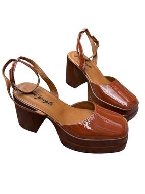 Free People Double Stack Platform Mary Jane’s Pecan Patent EU41 US11 Fits US10
